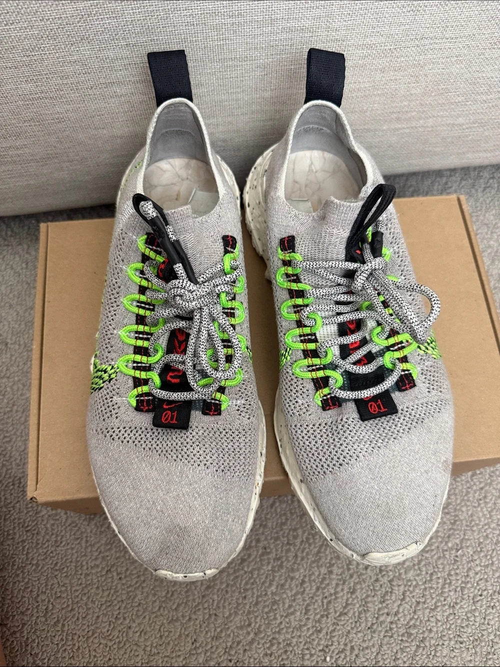 Nike Space Hippie 01 Vast Grey/Electric Green-Black - Men’s Size: 8